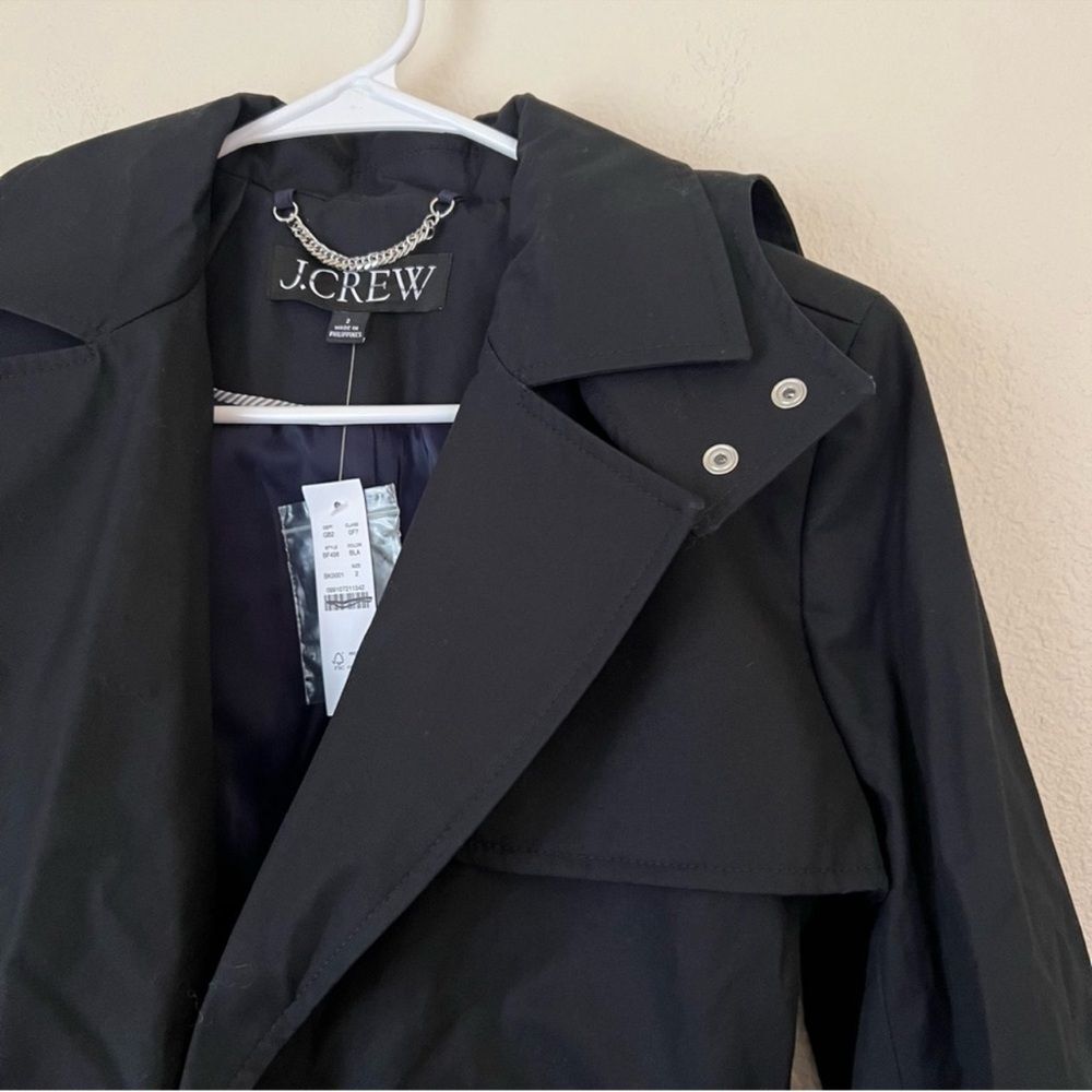 J. Crew Women’s Icon Trench Coat in Black Size 2 Classic Preppy Spring NWT - Picture 8 of 14